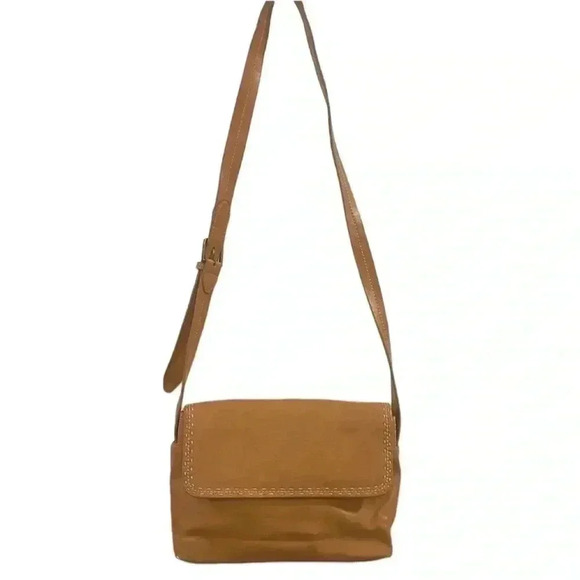 Relic cognac vegan leather contrast stitch adjustable strap shoulder bag purse - Picture 2 of 13